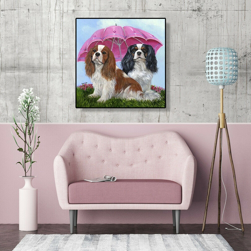 5D DIY Diamond Painting Umbrella Dogs Full Drill Animal Picture Embroidery @