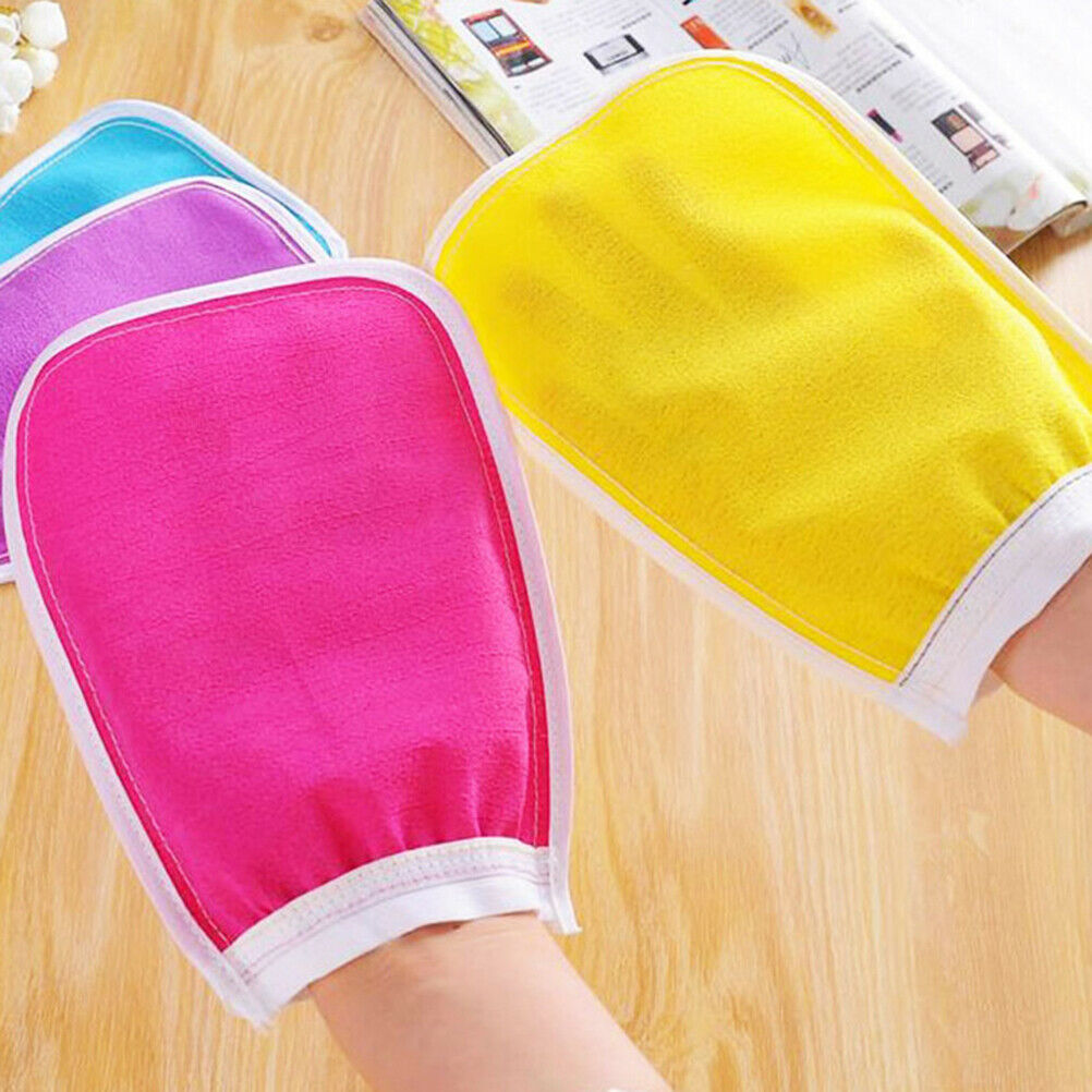 1PC Shower Exfoliator Two-sided Bath Glove Body Cleaning Scrub Mitt Ran..l8