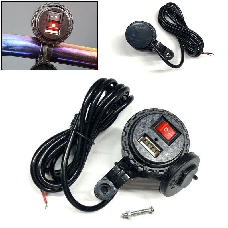 Motorcycle Scooter Bike Phone USB Charger Adapter System 5V-2.1A Kit Waterproof