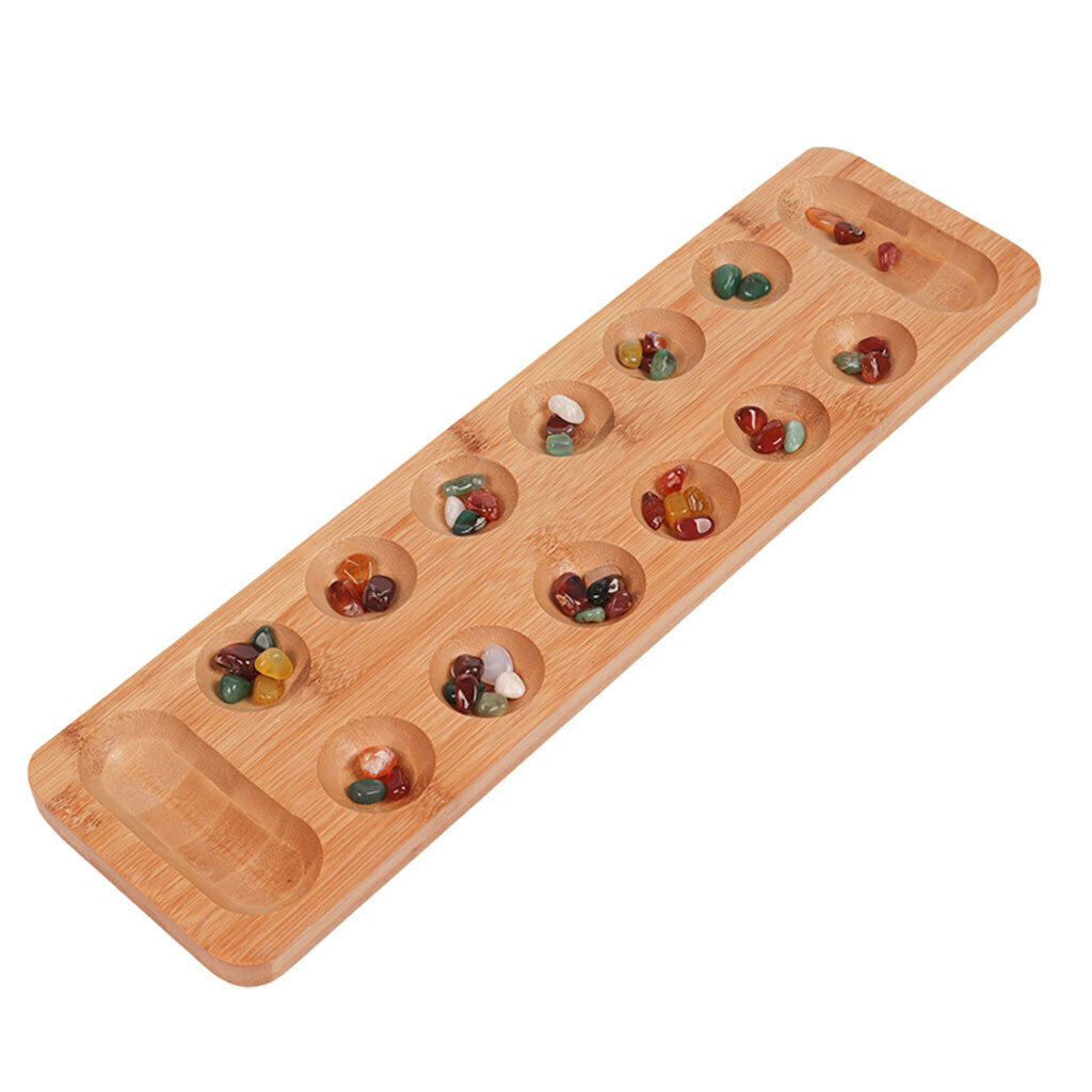 Mancala Board Game Foldable with 48 Agate Stone for Family 6 Years and up