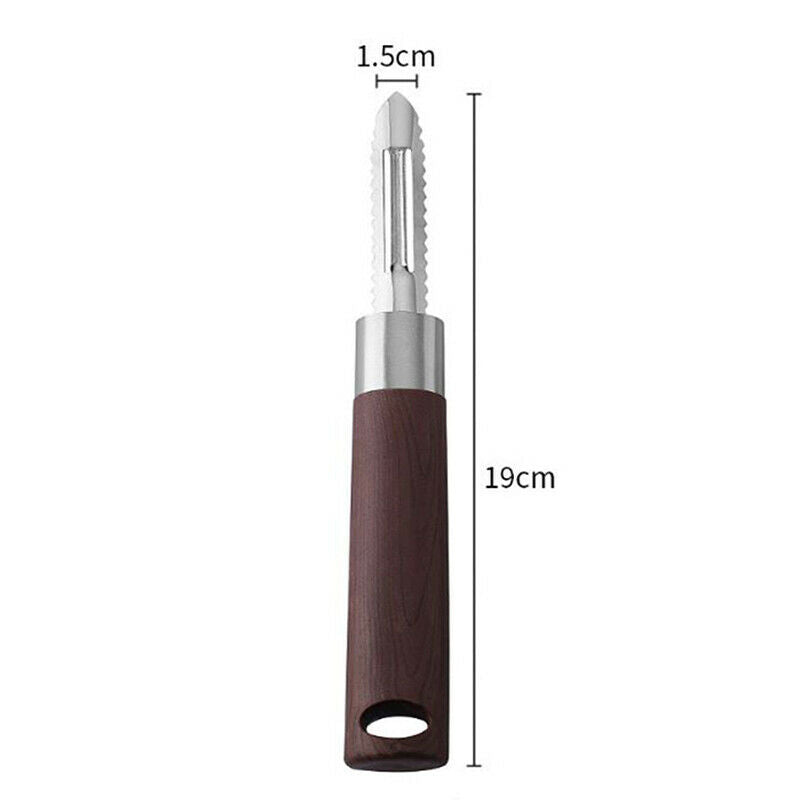 Scraper For Peeling Fruit Fish Scale With Serrated Blade & Wood Grain Han.l8