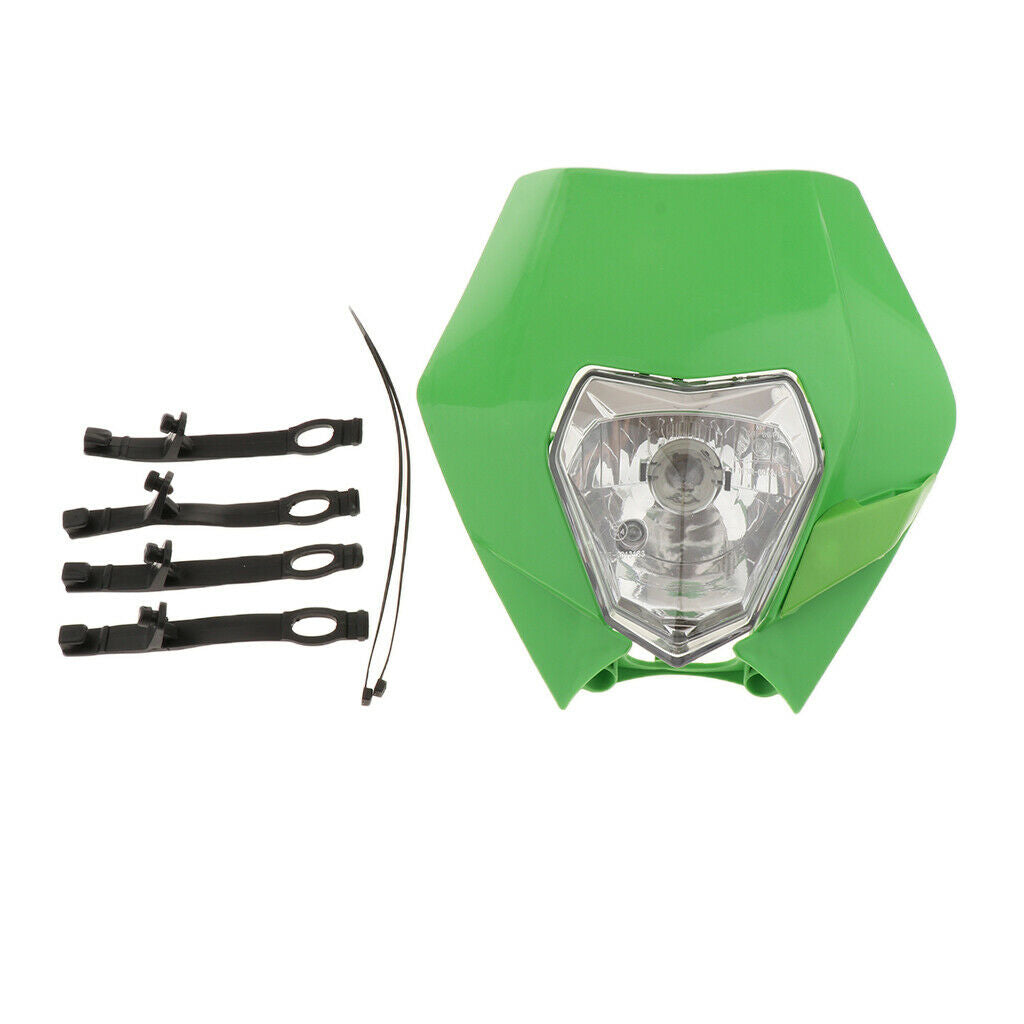 Motorcycle Dual Sport Headlight 12V 35W Head Light for   13-15 Green