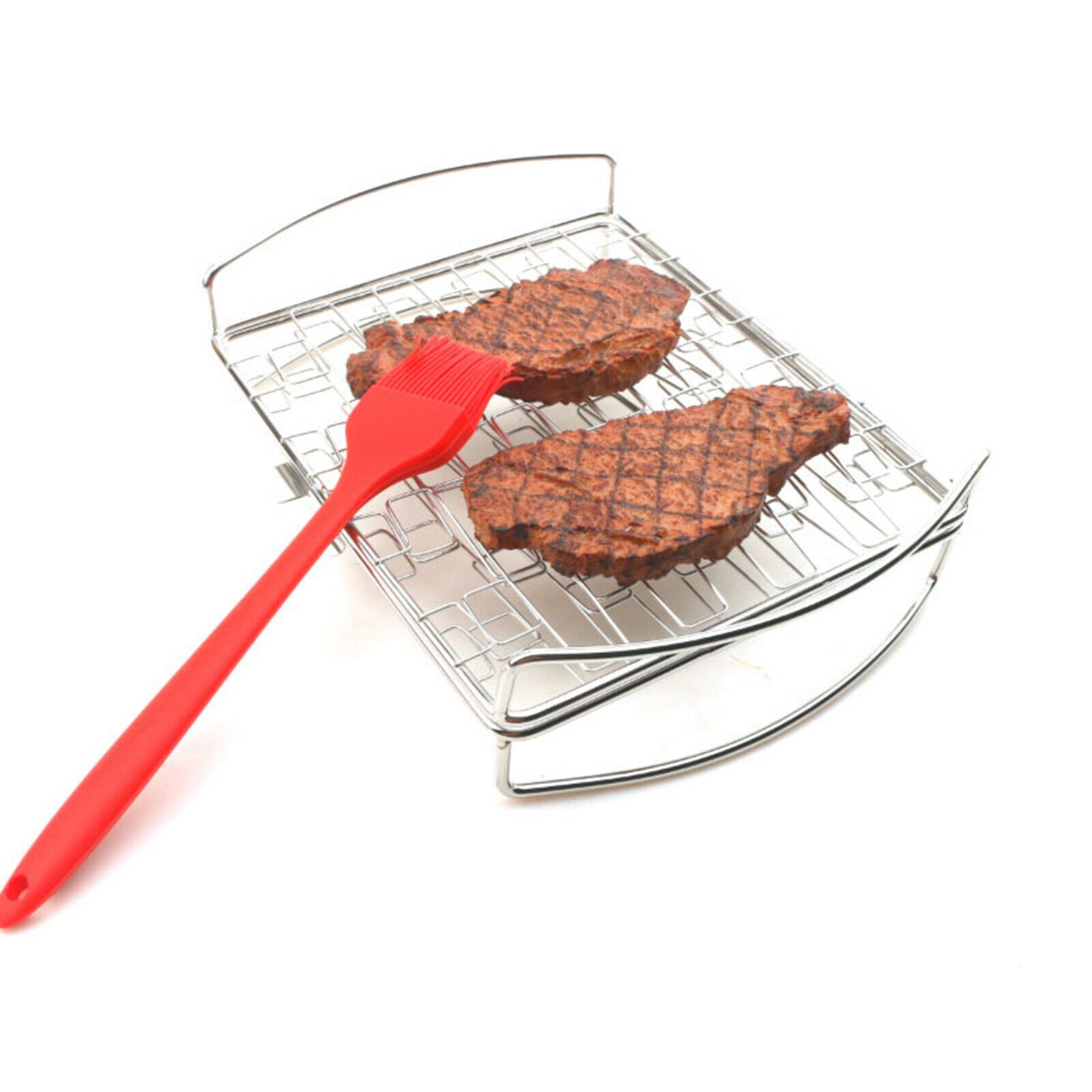 Portable Barbecue Grilling Basket Fish Meat Steak Foldable Grill Net Tool