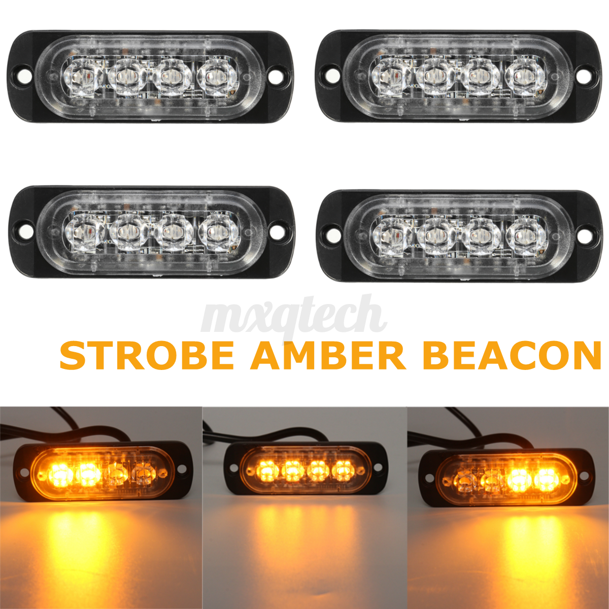4pcs 4LED Car Truck Emergency Beacon Warning Hazard Flash Strobe Light Bar  +
