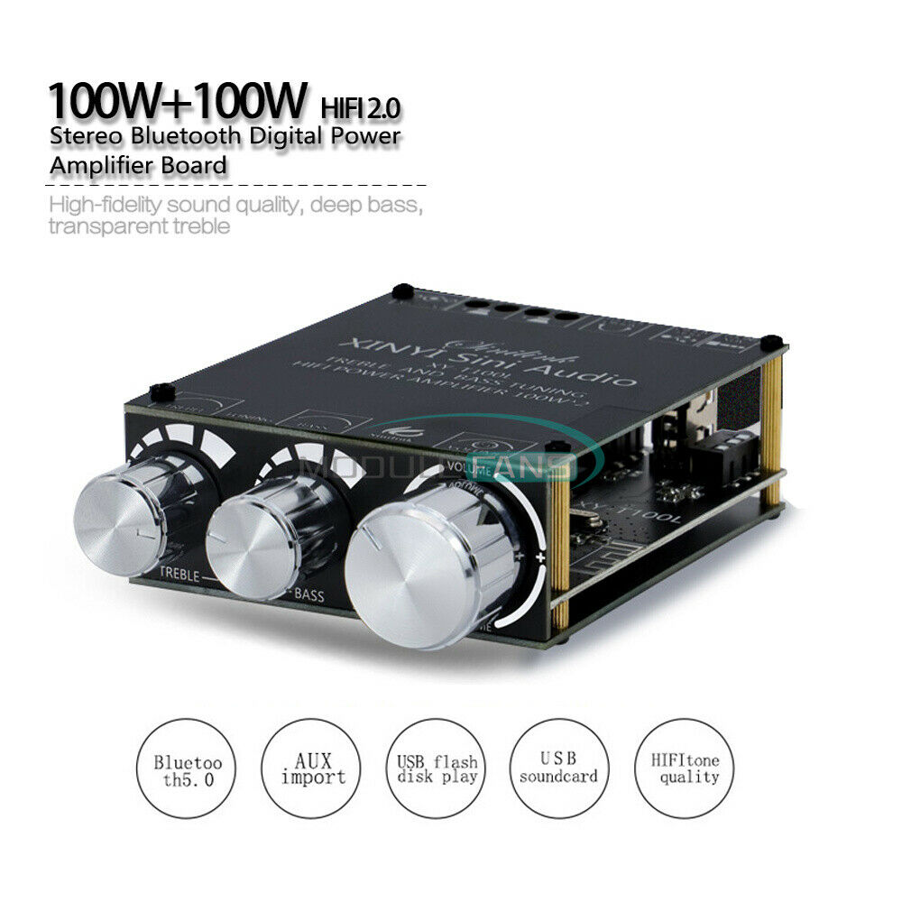 T100L HIFI Bluetooth 5.0 Stereo Digital Power Amplifier Board Module 100WX2