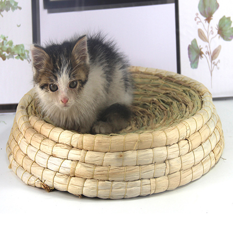 Pet Cat Nest Dry Grass Corn Husk Pole Fragrance Bird Dove Rabbit Hamster Mat