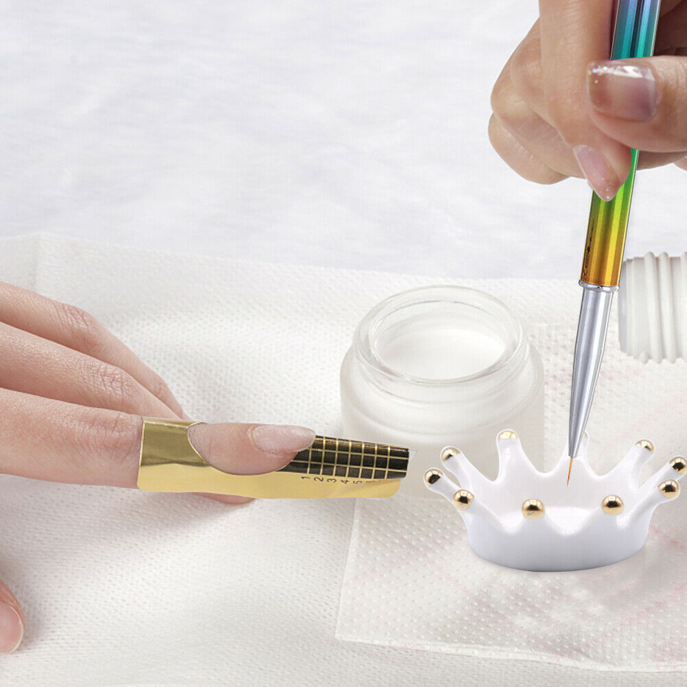 Crown Ceramic Nail Carving Brush Rack Art Pens Display Stand UV Gel Palette @