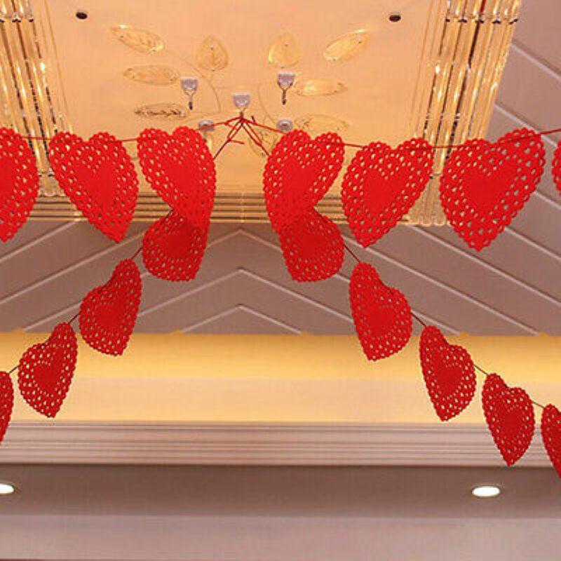 Heart Nonwovens Fabric Flag Party Garland Decor Banner Bunting Wedding  XGM Qx