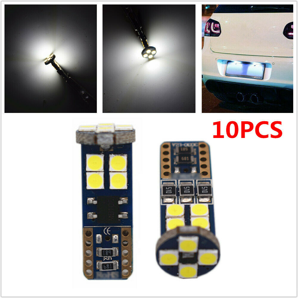 10PCS Canbus T10 3030 12 SMD LED White Car Side Light Lamp License Plate Bulbs
