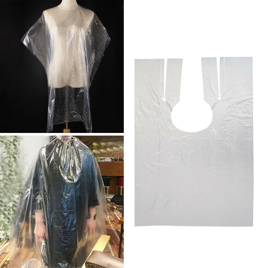 50 Pieces Disposable Haircutting Capes Barber Home Shawl Apron + 8Pcs Hair Clips