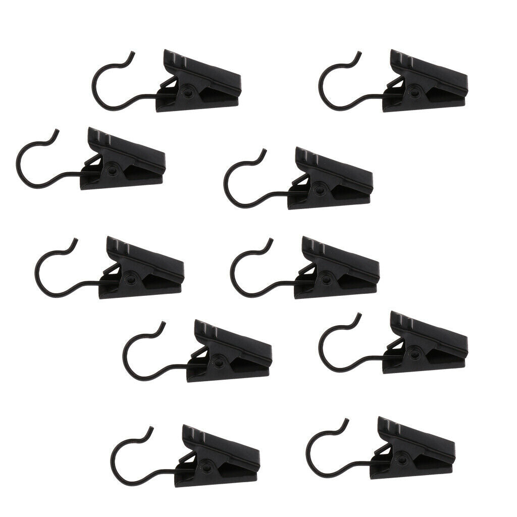 10Pcs Heavy Duty Curtain Clips with Hook Spring Clamps Hanger Clips Glider Black