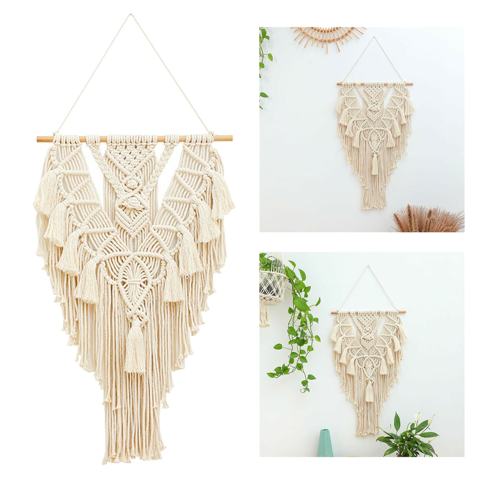 Handmade Macrame Tapestry Handwoven Pendant Bohemian Wall Hanging Art Decor