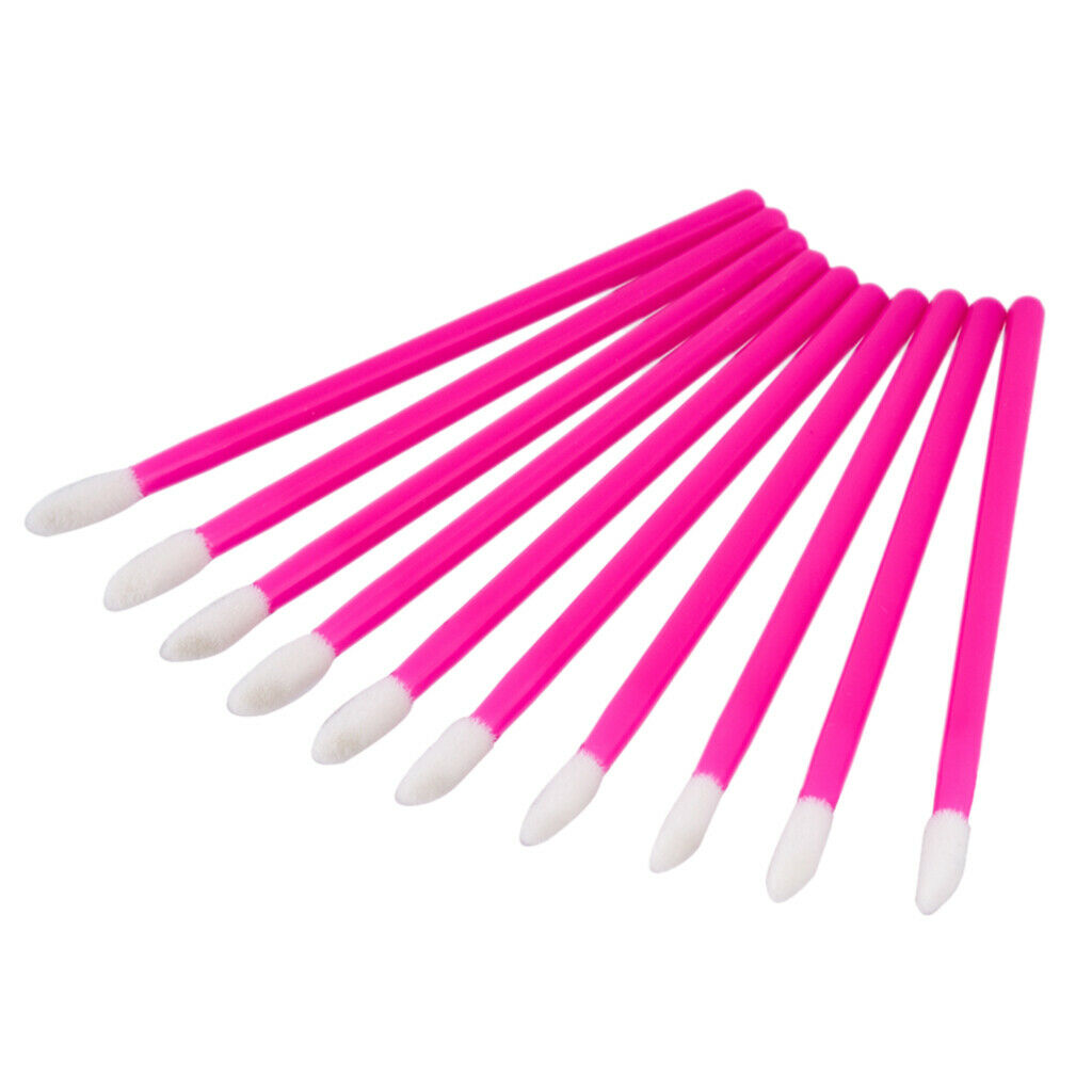 100Pieces Disposable Lip Gloss Brush Lipstick Wands Makeup Applicator Pink