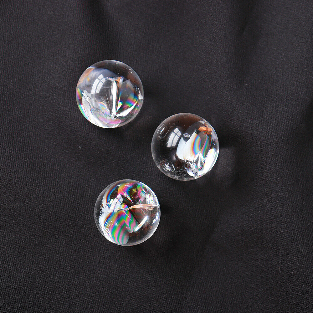 25mm Natural Clear Quartz Rainbow Cracked Crystal Sphere Ball Reiki Healing