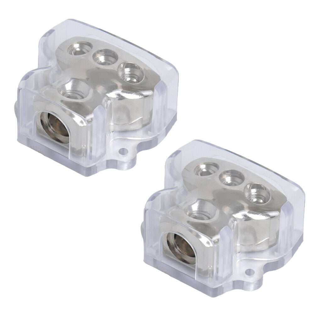 2x 3-Way Car Audio Stereo Amp Power Ground Cable Splitter Distribution Block