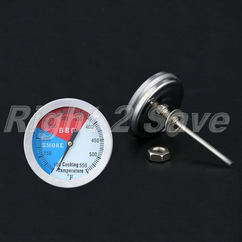 Stainless Steel Barbecue BBQ Charcoal Grill Wood Smoker Thermometer Gauge 550â„‰