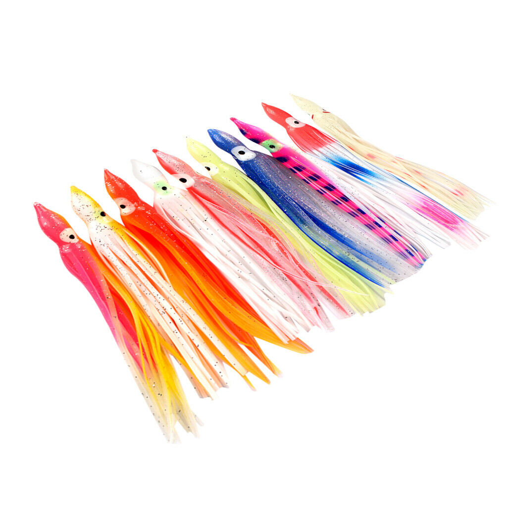 10pcs Fishing Lures Squid Octopus Skirts Lures Soft Baits Crankbaits M