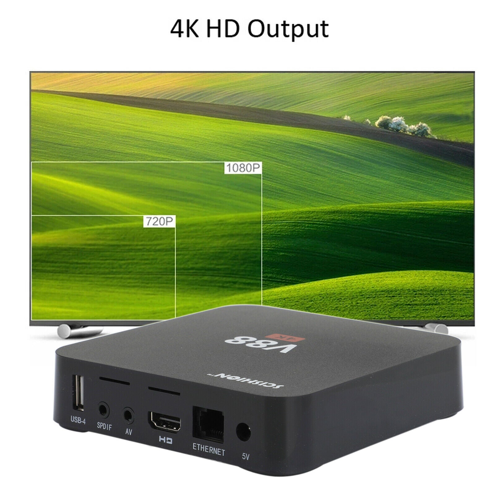 Smart TV Box V88 4K UHD 2.4GHz Wifi Android 7.1 Quad Core Player US Plug  BS5