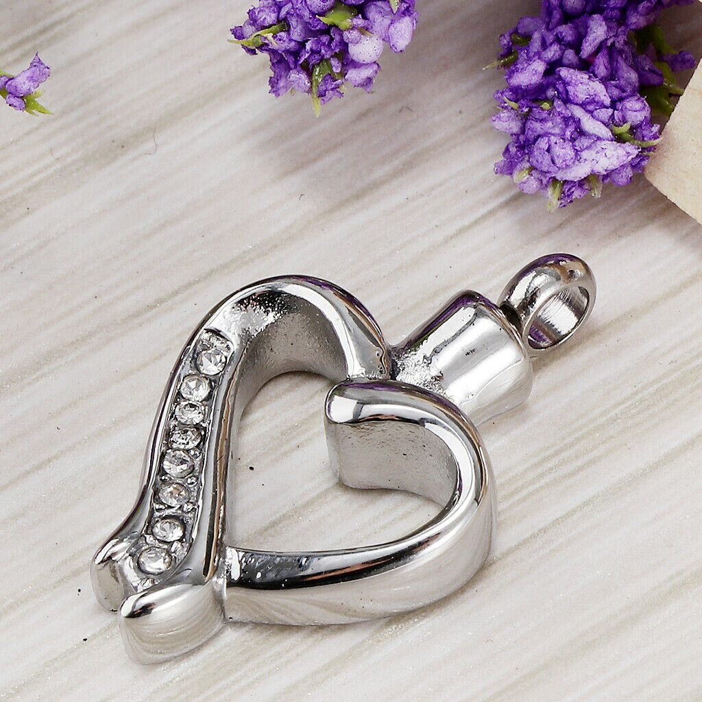 Stainless Steel Heart Frame Cremation Pendant Ash Funeral Memorial Jewellery