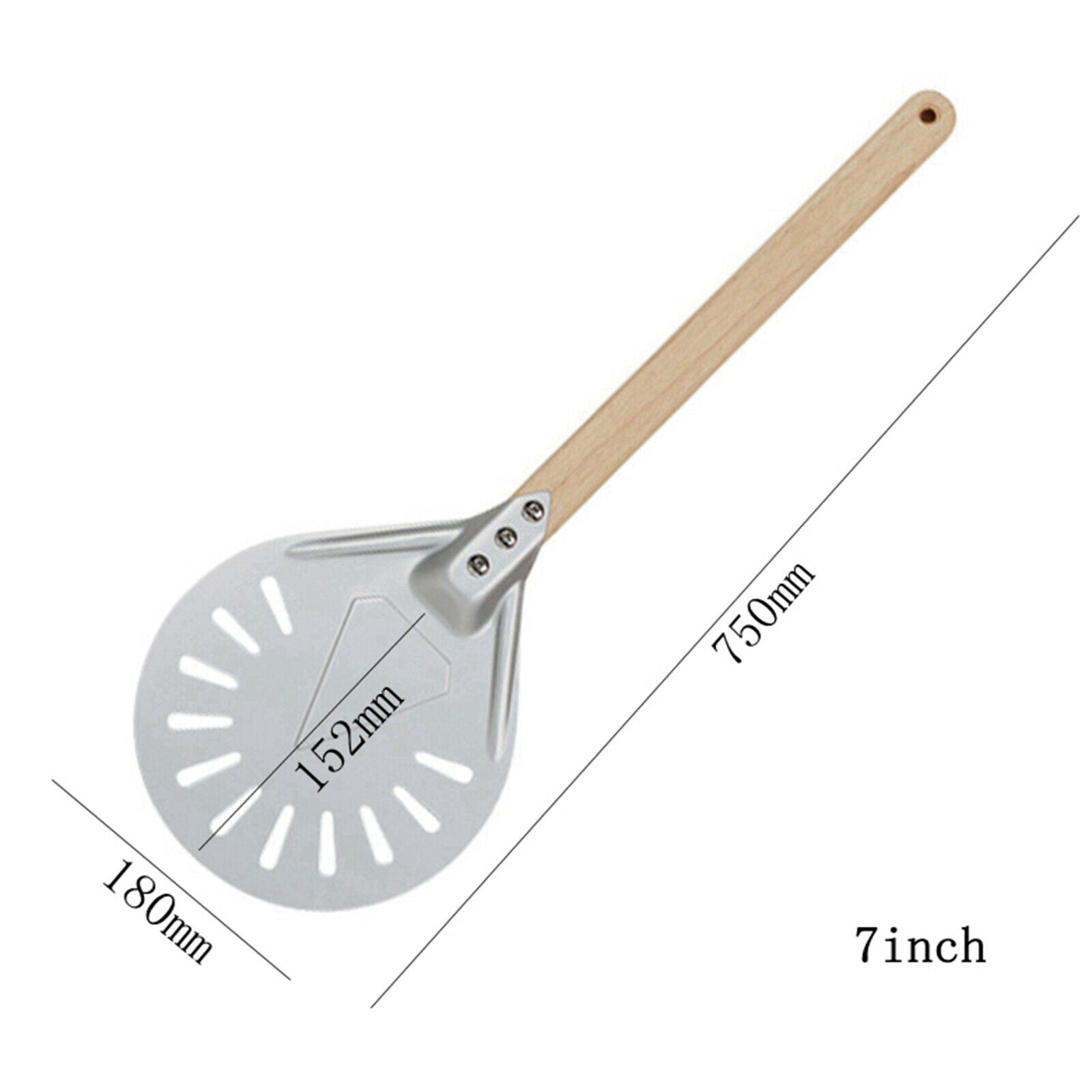 2X Aluminum Pizza Turning Peel with Wood Handle Homemade Oven Accs 7inch 60cm