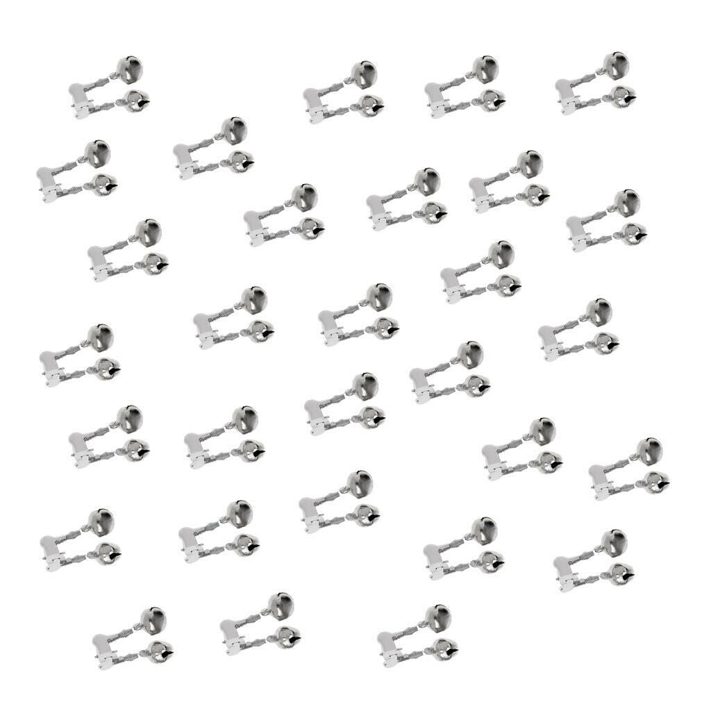 30 Pcs Twin Bells Ring Fishing Rod Clamp Bite Bait Alarms Fishing Bells Ring