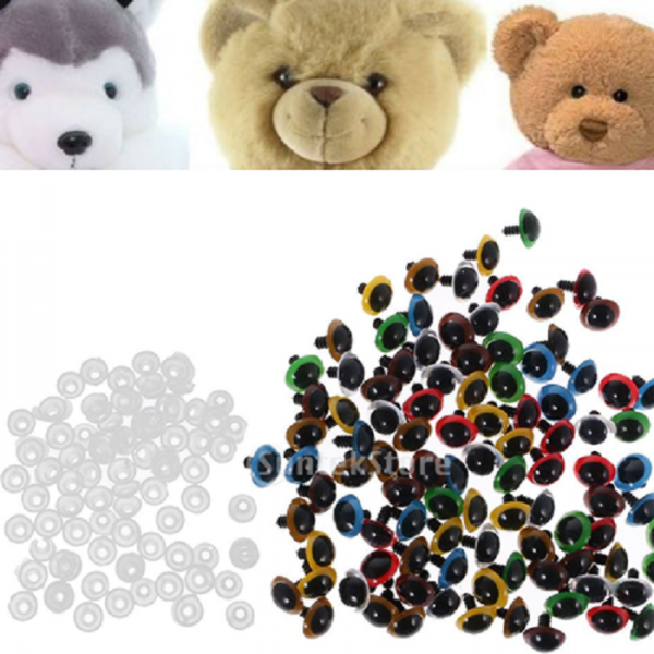 300x Plastic 8mm 10mm 12mm Safety Eyes with Washers for Crafts Plush Animals