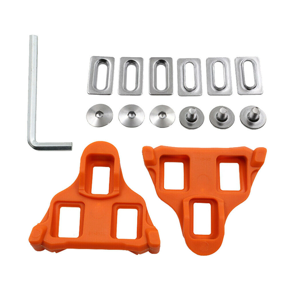 2 Pieces Anti-slip Road Bike Bicycle Pedal Cleats Set Self-locking Orange