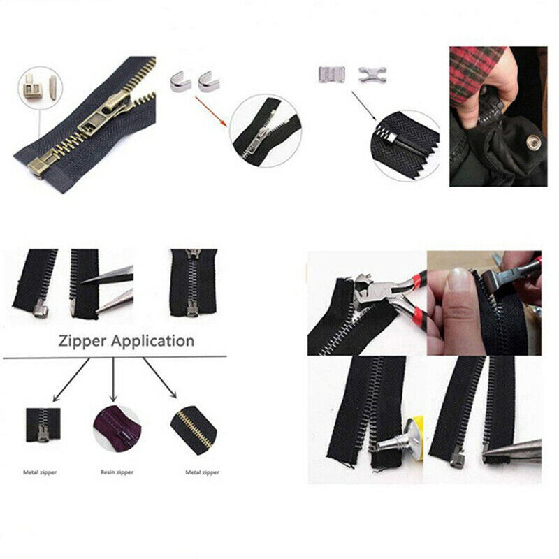 123PCS Metal Repair Zipper Stopper Open End Zipper Sewing Stopper Accesso.l8