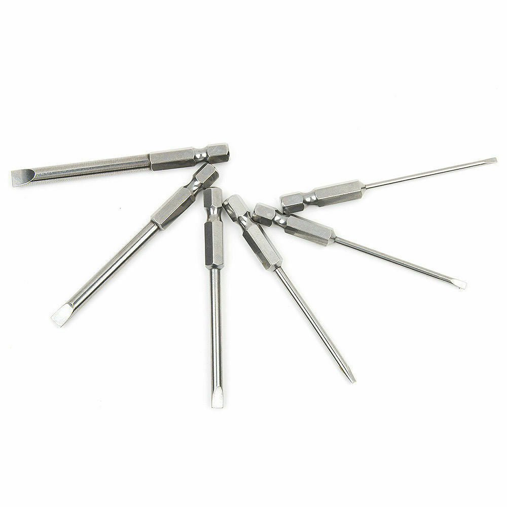 6xMagnetic 75mm S2 Steel Flat Head Impact Hex Screwdriver Bar Bits Drill Set L