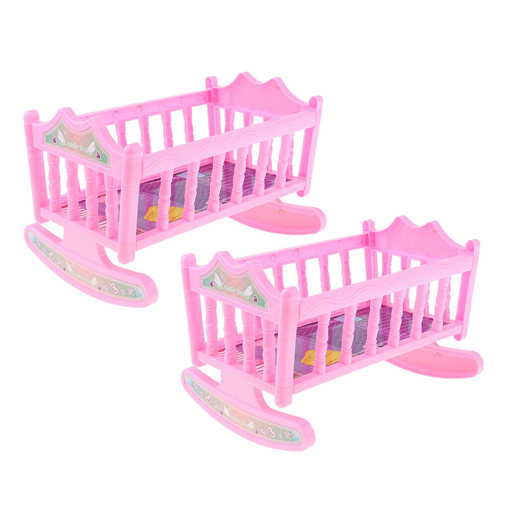 2 Pcs Cute Plastic Rocking Bed Nursery Furniture Accessories for 20
