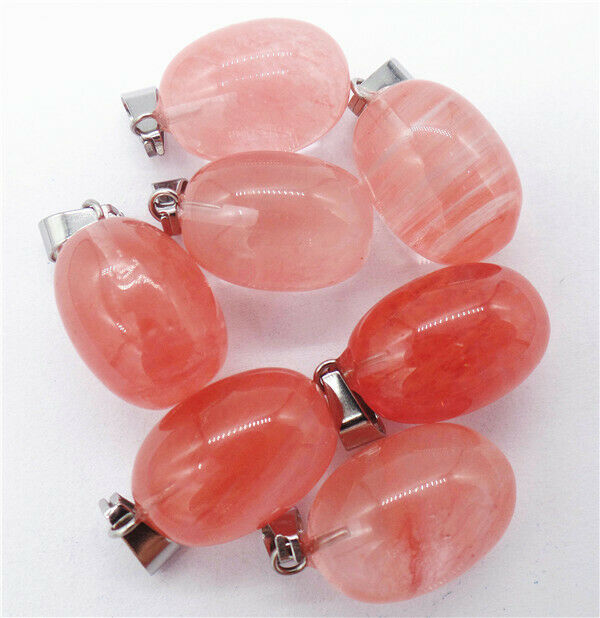 100Pcs 20x12mm Wholesale Red Cherry Quartz Oval Pendant Bead Accessories  HH8247