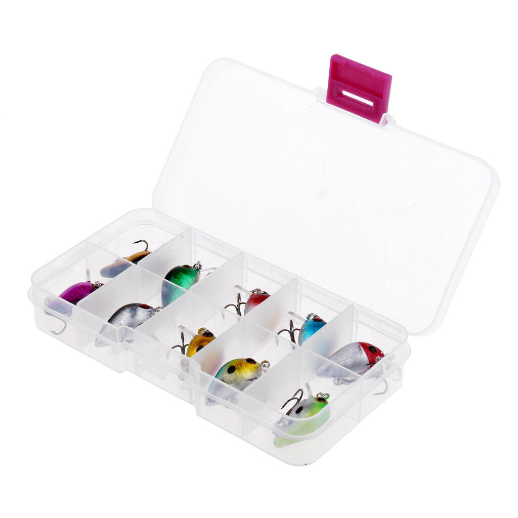 10Pcs/Box Mini Fishing Lures 10 Colors Baits 2.6cm Vibration Minnow Baits