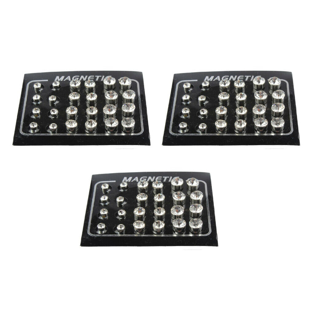 36 Pairs Fashion Crystal Ear Studs Magnetic Earrings for No Pierced Jewelry
