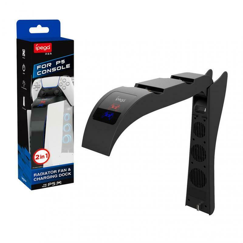 For PS5 Vertical Cooling Fan Stand Dual Controller Charger Station Game Bracket