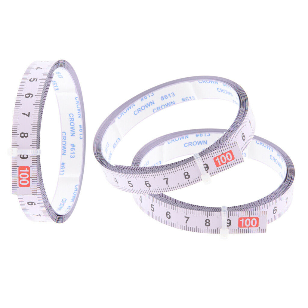 3Pcs Woodwork Tool Metric Track Tape Measure Adhesive Scale Miter T-Track