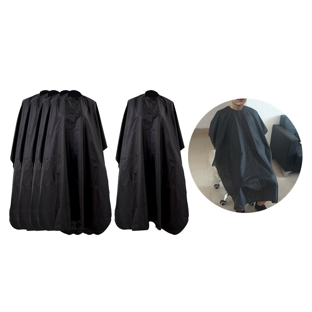 5Pcs Hair Cutting Capes Barbers Haircut Hair Coloring Gown Cloth Black