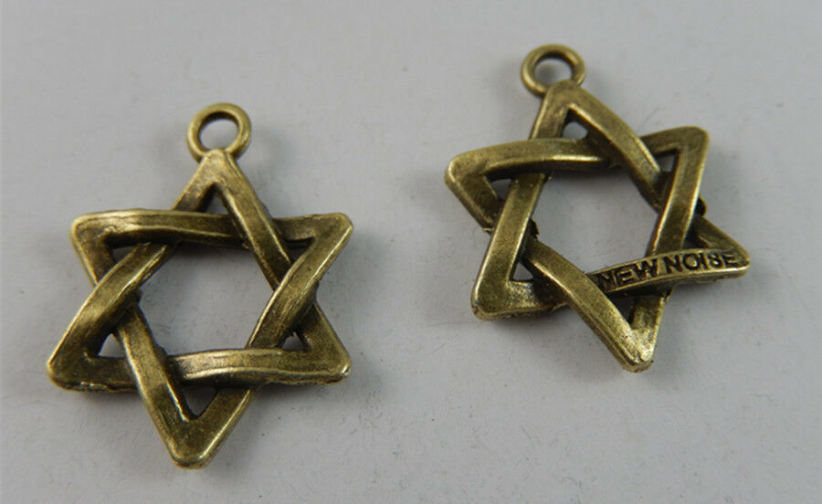 20 pcs Antiqued Bronze Alloy Hexagram Hollowed Charm Pendant Art Craft 23*19*3mm