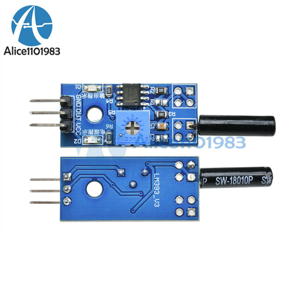 2PCS 3-5V LM393 Vibration Switch Sensor Module SW-18010P for Intelligent Vehicle