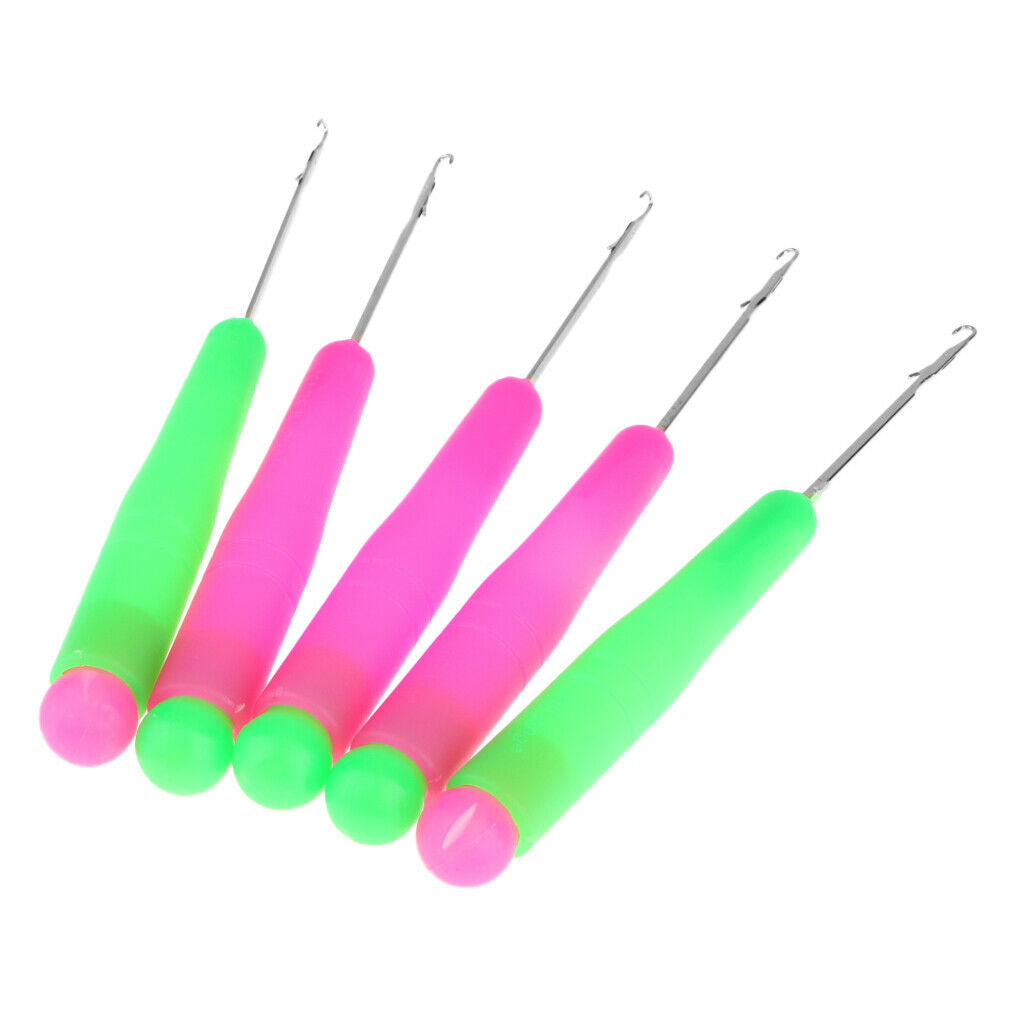5pcs Plastic Handle Latch Hook Crochet Needle for Micro Beads Hair Extension