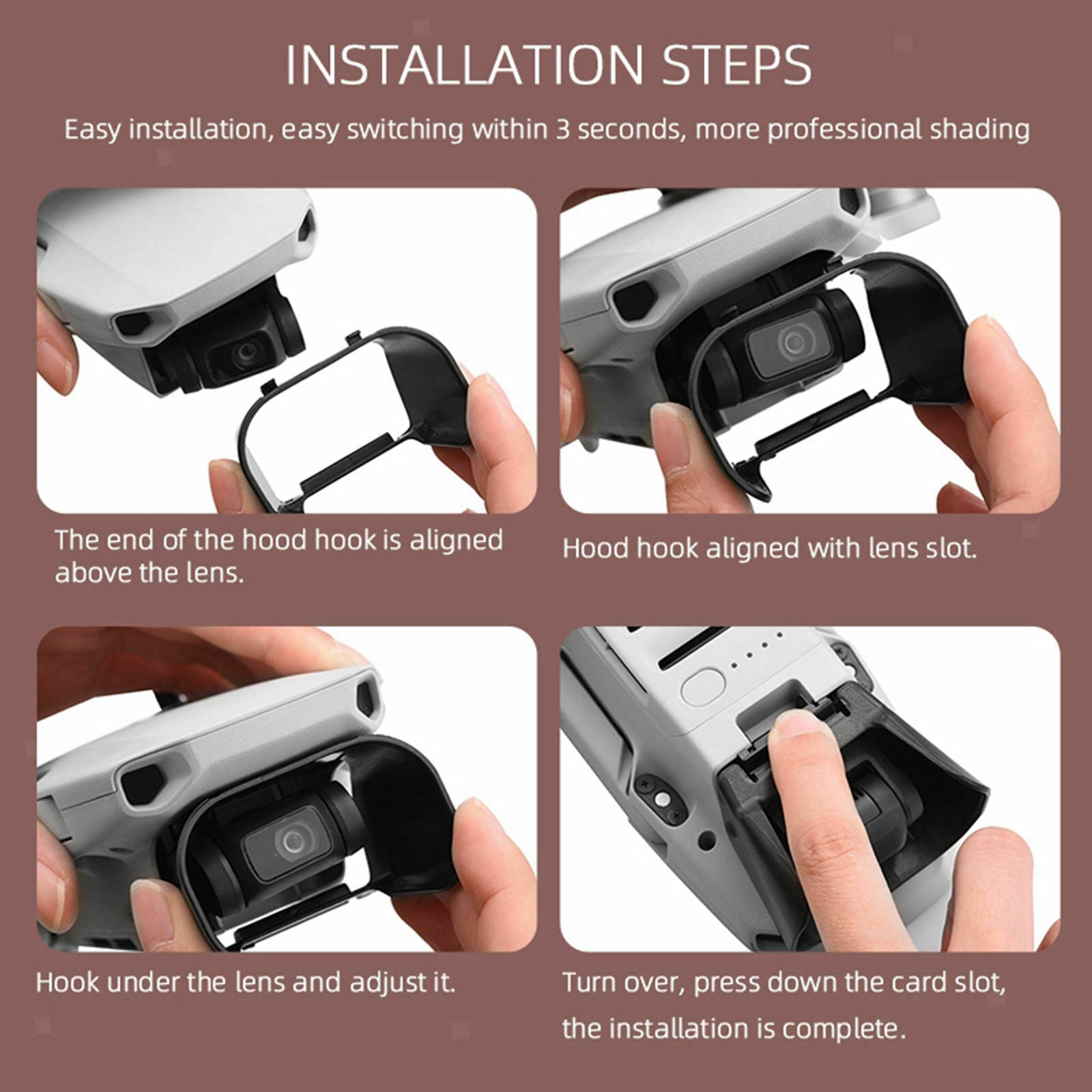 Lens Hood Sunshade Protective Cover for DJI Mavic Mini/Mini 2 Drone Black