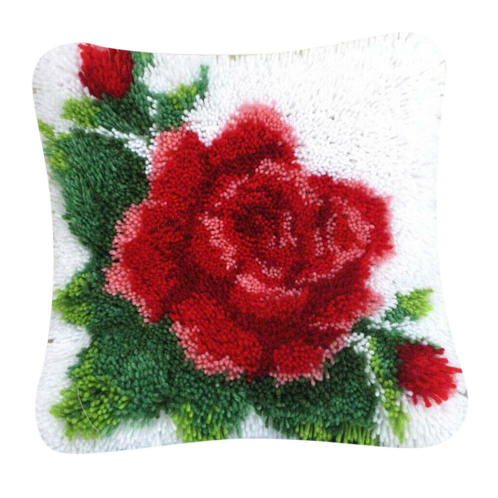 15.7x15.7'' Latch Hook Rug Kits - Red Flower - Carpet Making