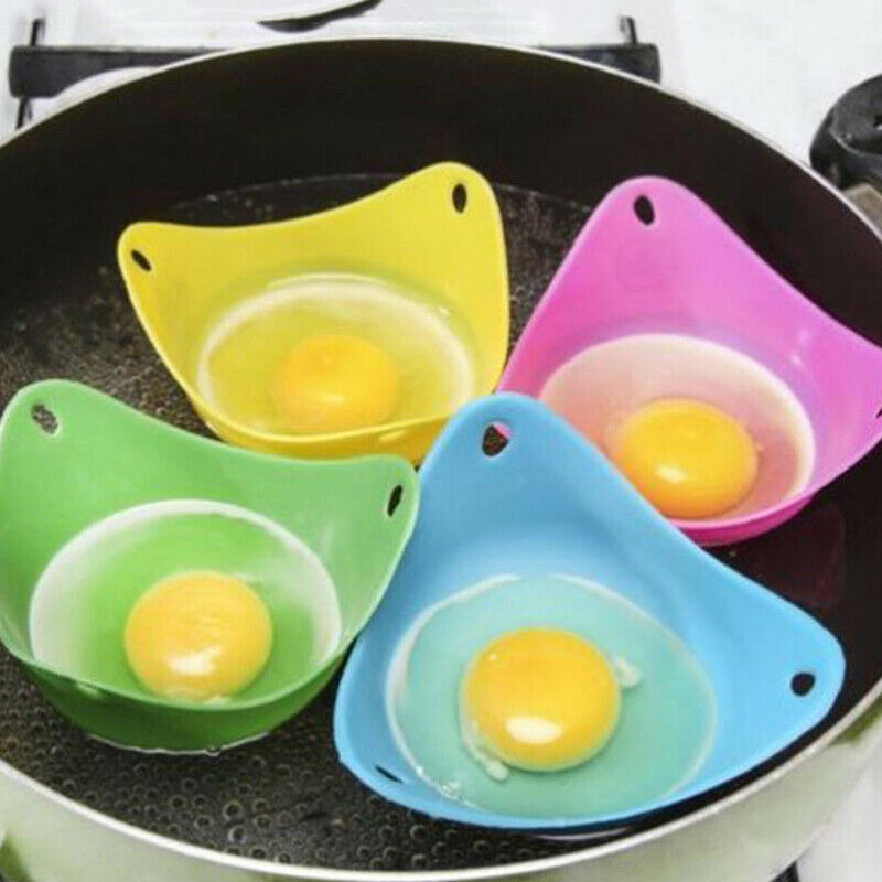 4PCS/Set Silicone Egg Poacher Poaching Pods Pan Non Stick Egg Baking Cups To TL