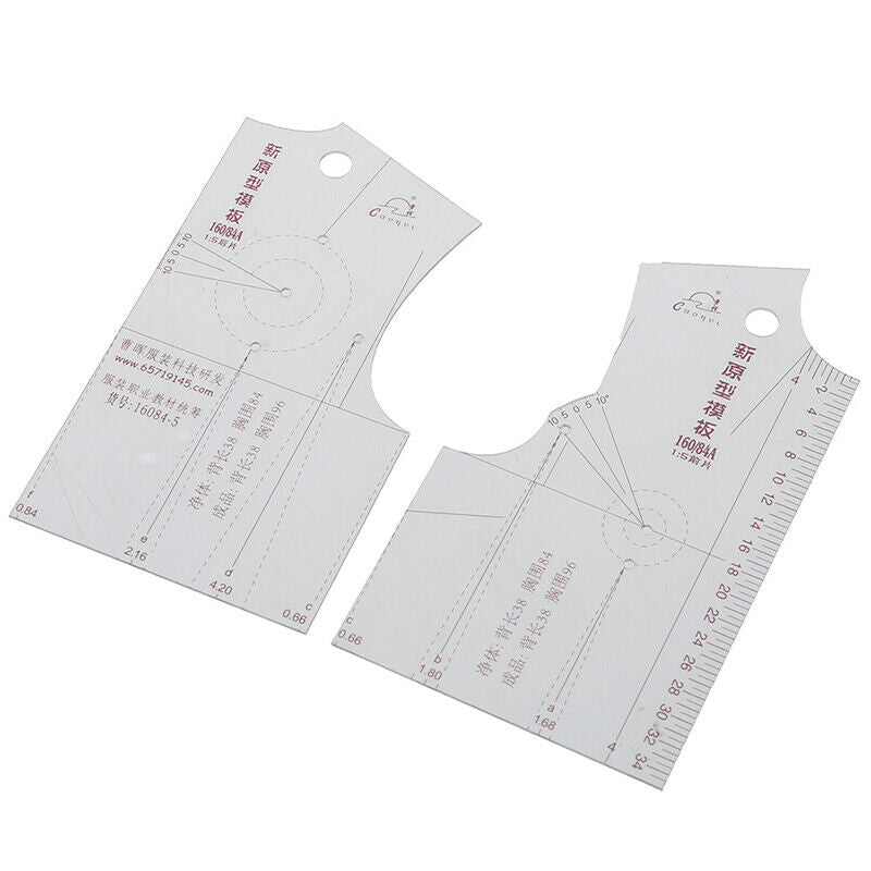 2pcs/set 1:5 Women Clothes Prototype Ruler Drawing Template Tailor Sewing.l8