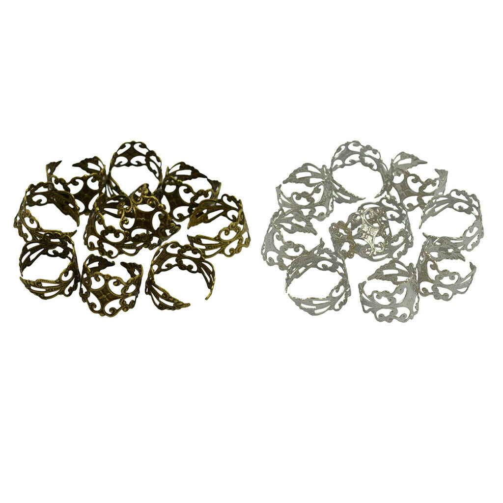 30x Filigree Finger Ring Cabochon Brass Base Findings Supplies 3 Colors
