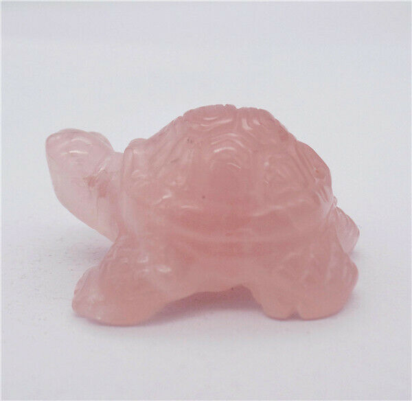 39x26x18mm Natural Rose Quartz Carved Tortoise Decoration Statue Decor HH7912