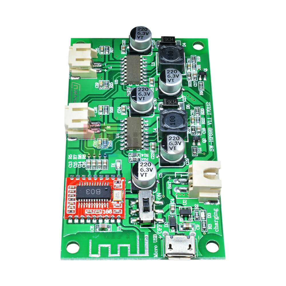 2-Channel 2X6W Stereo Bluetooth Amplifier Board Lithium Battery Powered AMP DC5V
