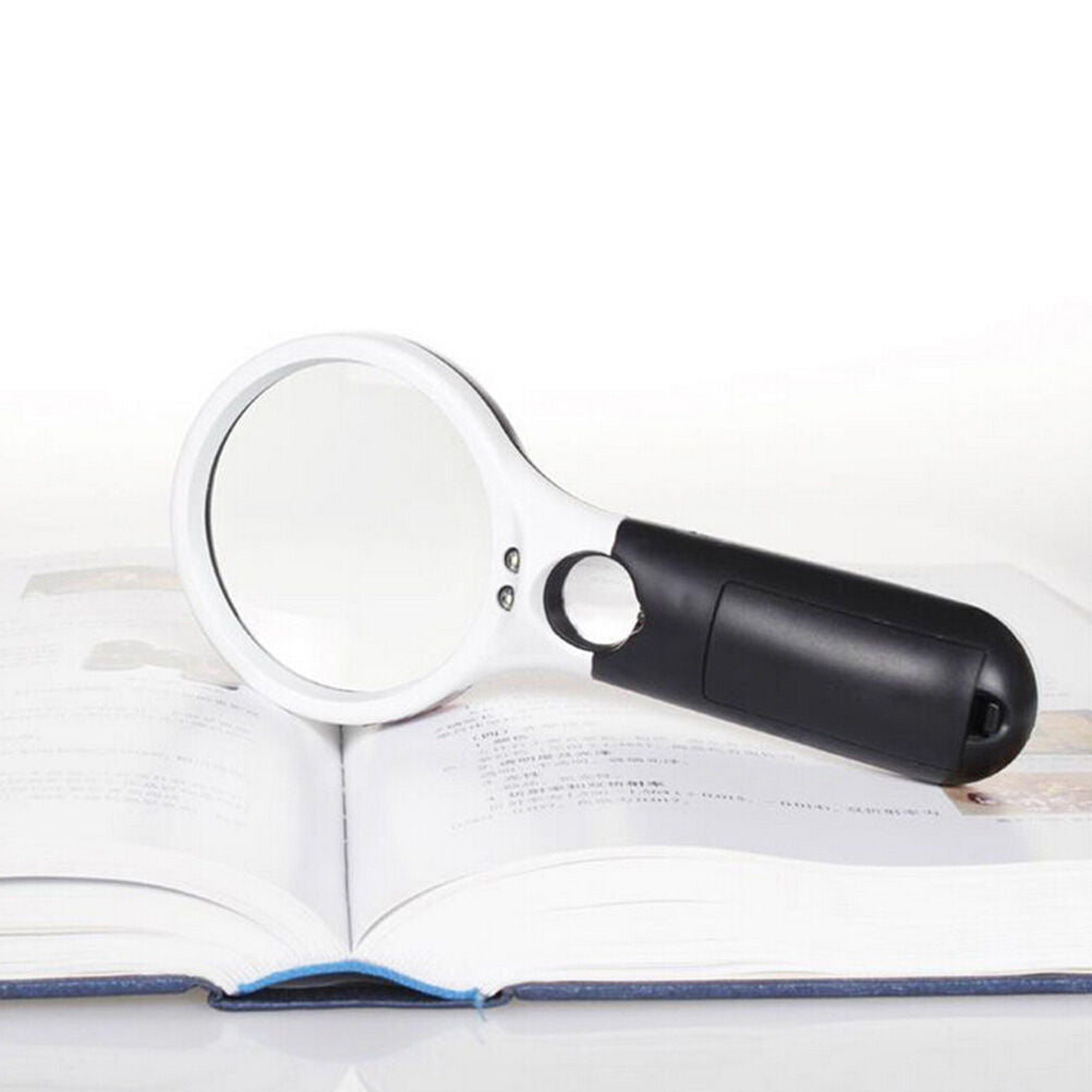 Handheld 45X Magnifying Reading Glass Lens Jewelry Loupe With 3 LED Light BDAU