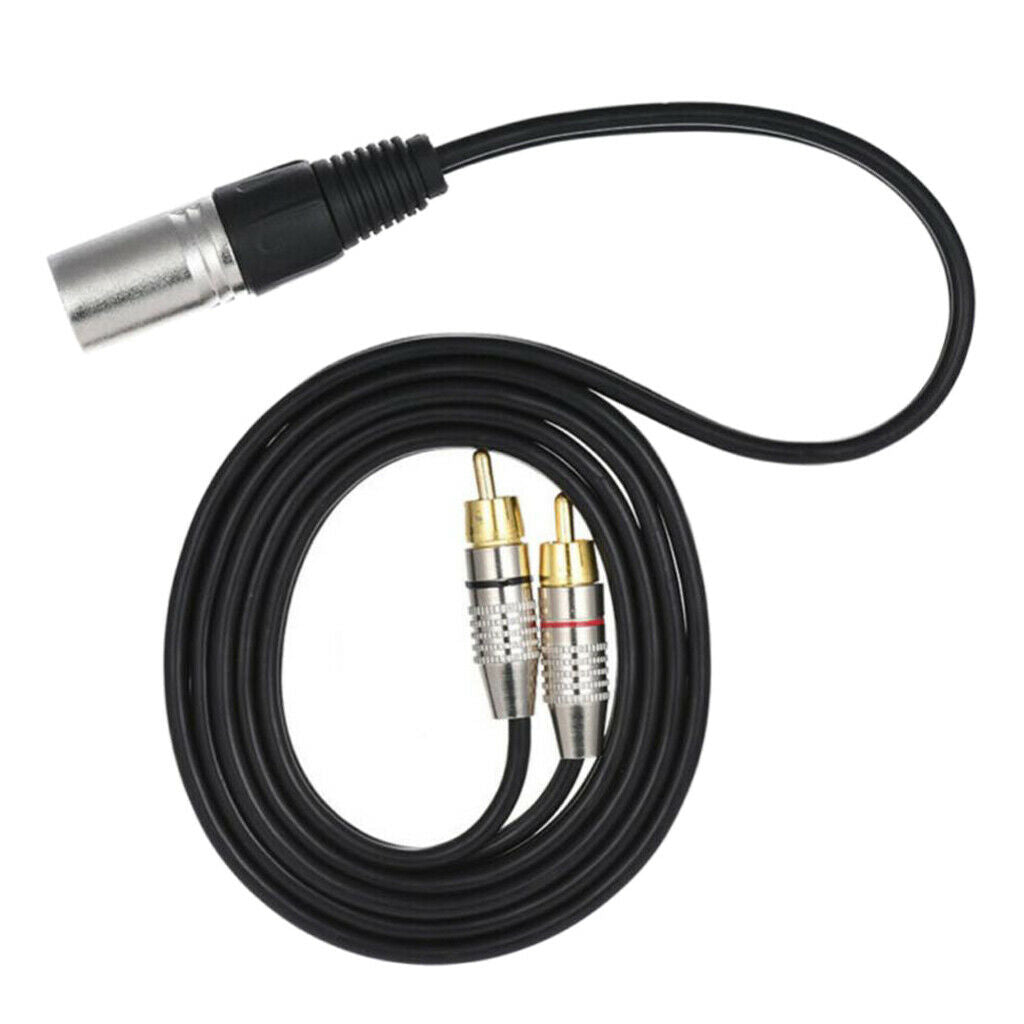 2 RCA Male Plug to XLR Male Speaker Cable Y-Splitter Adapter Lead Cord 0.5M
