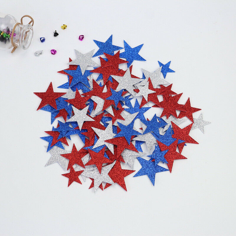 50Pcs Star Stickers Christmas New Year Glitter Scrapbook Card Making DIY Crafts