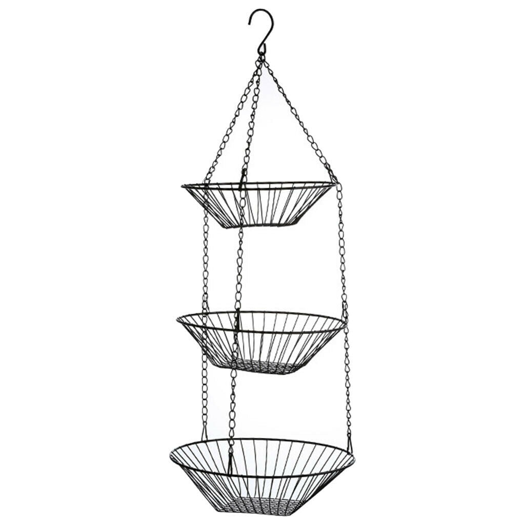 Kitchen Hanging Vegetable Shelf Iron 3 Tier Kitchen Storage Baskets